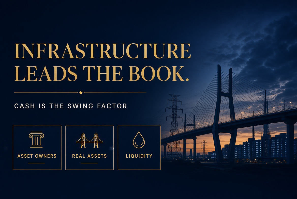 Infrastructure is back at the top of the global asset-owner list. Cash is the swing factor.
